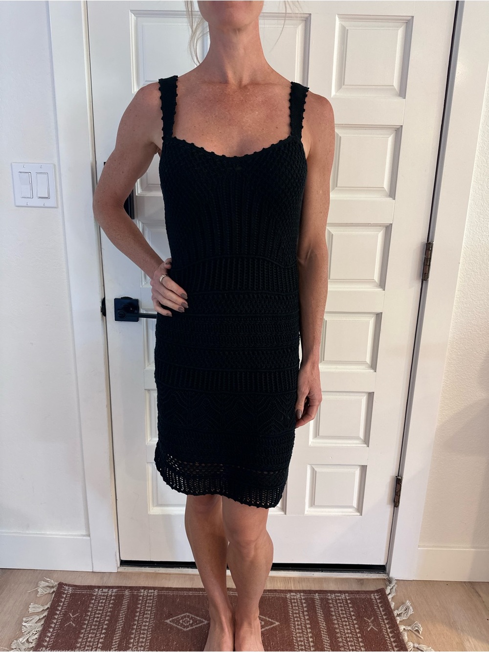 Abercrombie & Fitch Black Crochet Knit Dress